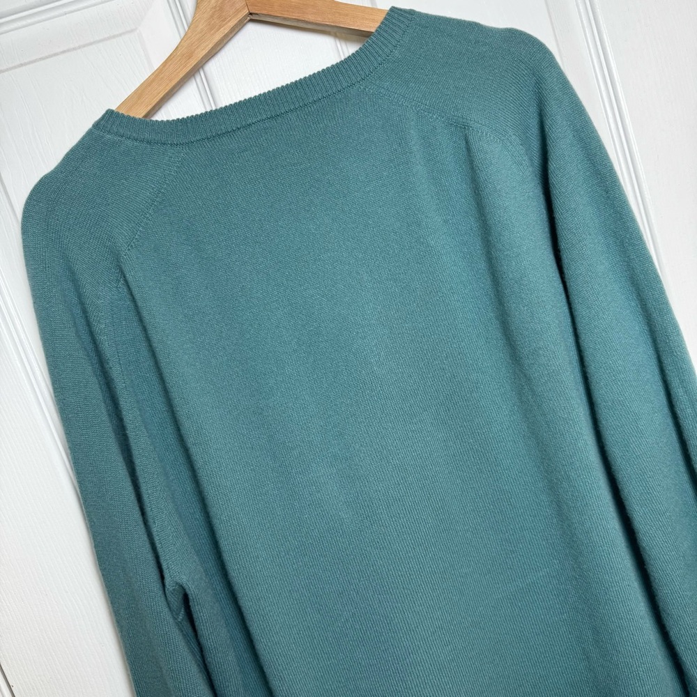 Brooks Brothers Italy Merino Wool V Neck Sweater Size XL Teal Blue Green - Picture 9 of 11
